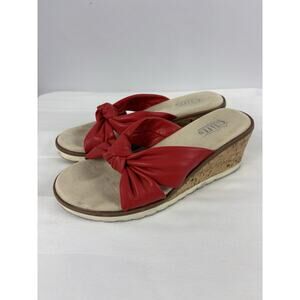 Cliffs by White Mountain Adrielle Wedge Sandals Pop of Red 8 Criss Cross Straps